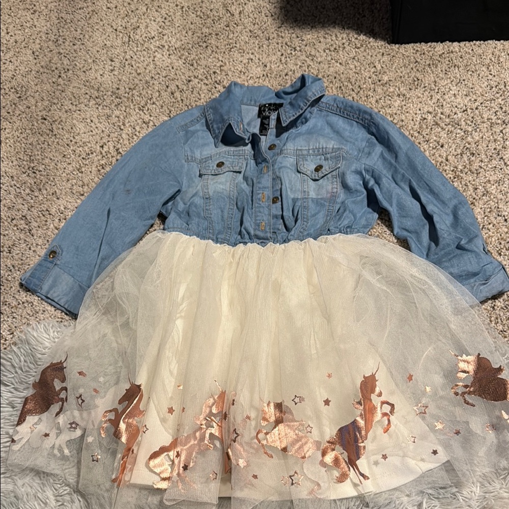 Kids Denim and Tulle Unicorn Jacket